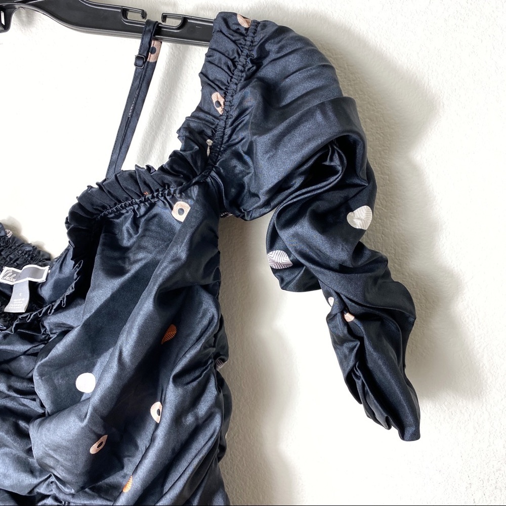 Chelsea28 Dot Print Ruffle Ruched Off Shoulder Top - Picture 5 of 9